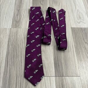 Made In The USA Purple Movie Film Patterned Men's Tie Silk Career Office Wear